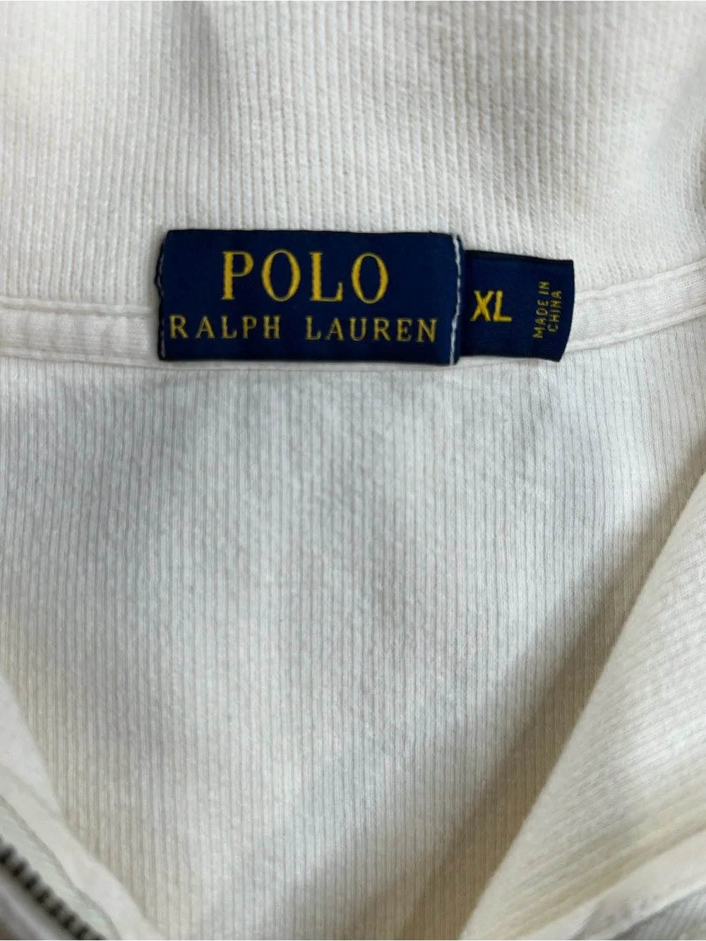Polo by Ralph Lauren Men’s Cream Half-Zip Sweater with Navy Pony XL